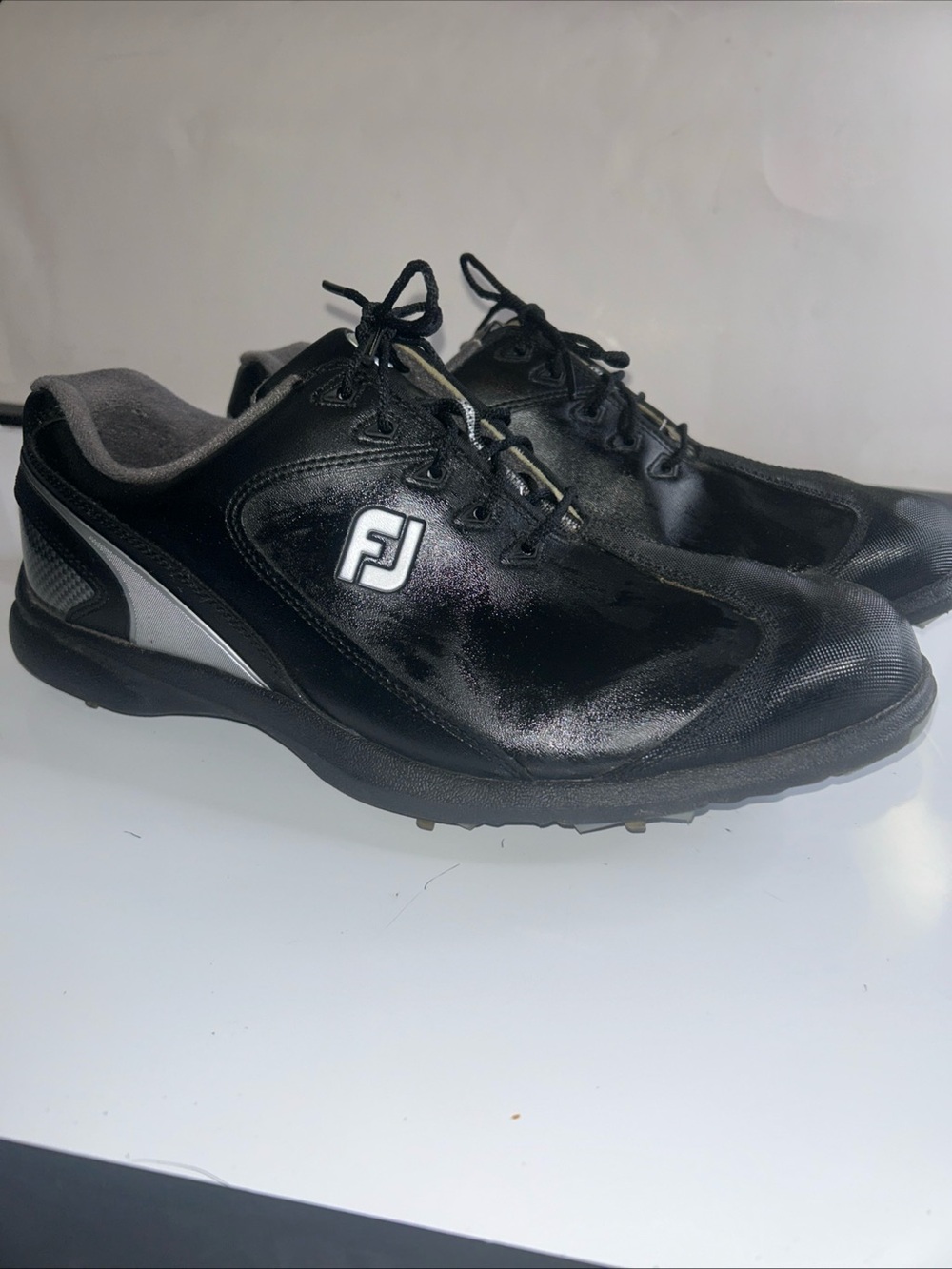 FootJoy SPORT LT Golf Size 12  M SHOES 58038 BLACK Leather WATERPROOF Soft Spike